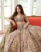 Olive Embellished Bridal Lehenga Set