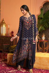 Midnight Blue Floral Kurta Set | Label S4U