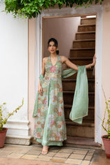 Mint Floral Halter Palazzo Set