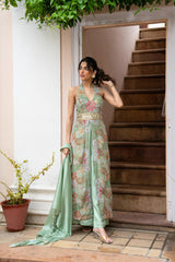Mint Floral Halter Palazzo Set