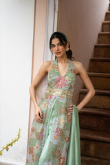 Mint Floral Halter Palazzo Set