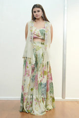 Pastel Floral Cape Co-Ord Skirt Set - MishUUU