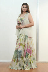 Pastel Floral Cape Co-Ord Skirt Set - MishUUU