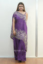 Purple One-Shoulder Embroidered plazo Set - MishUUU