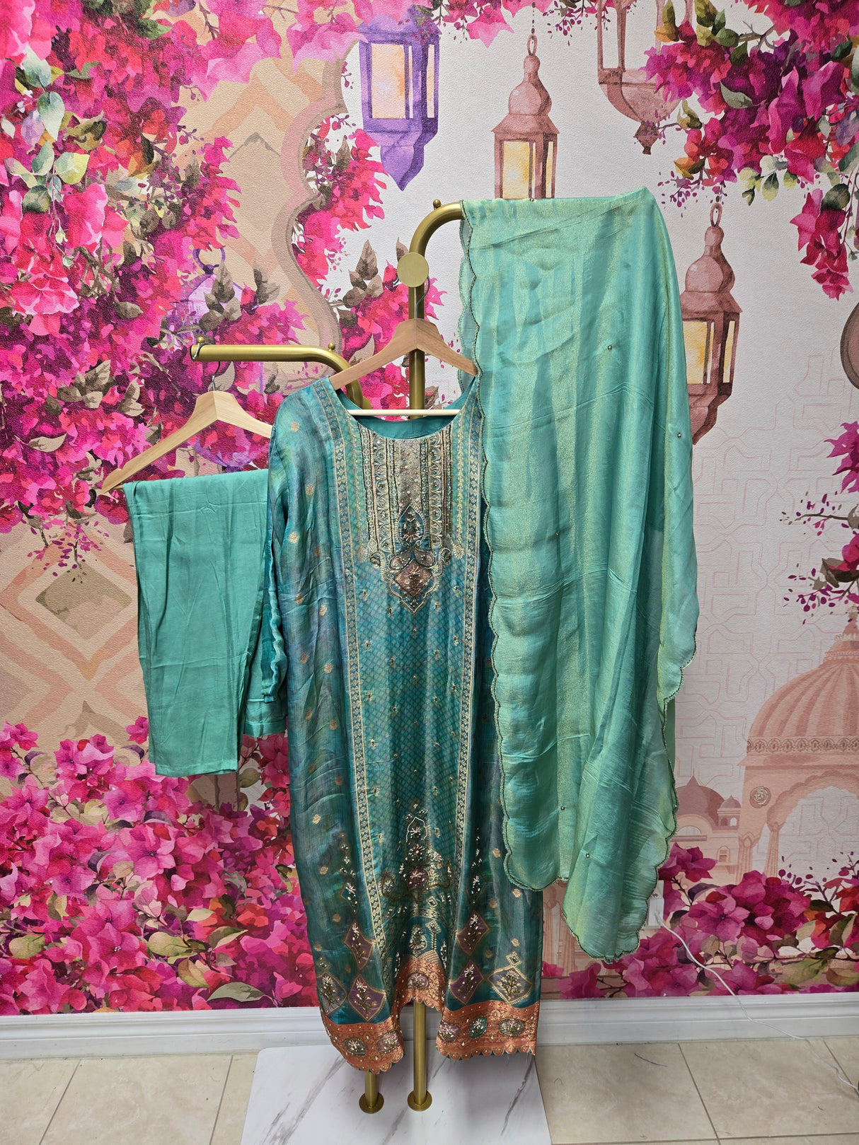 Aqua Blue Handcrafted Suit
