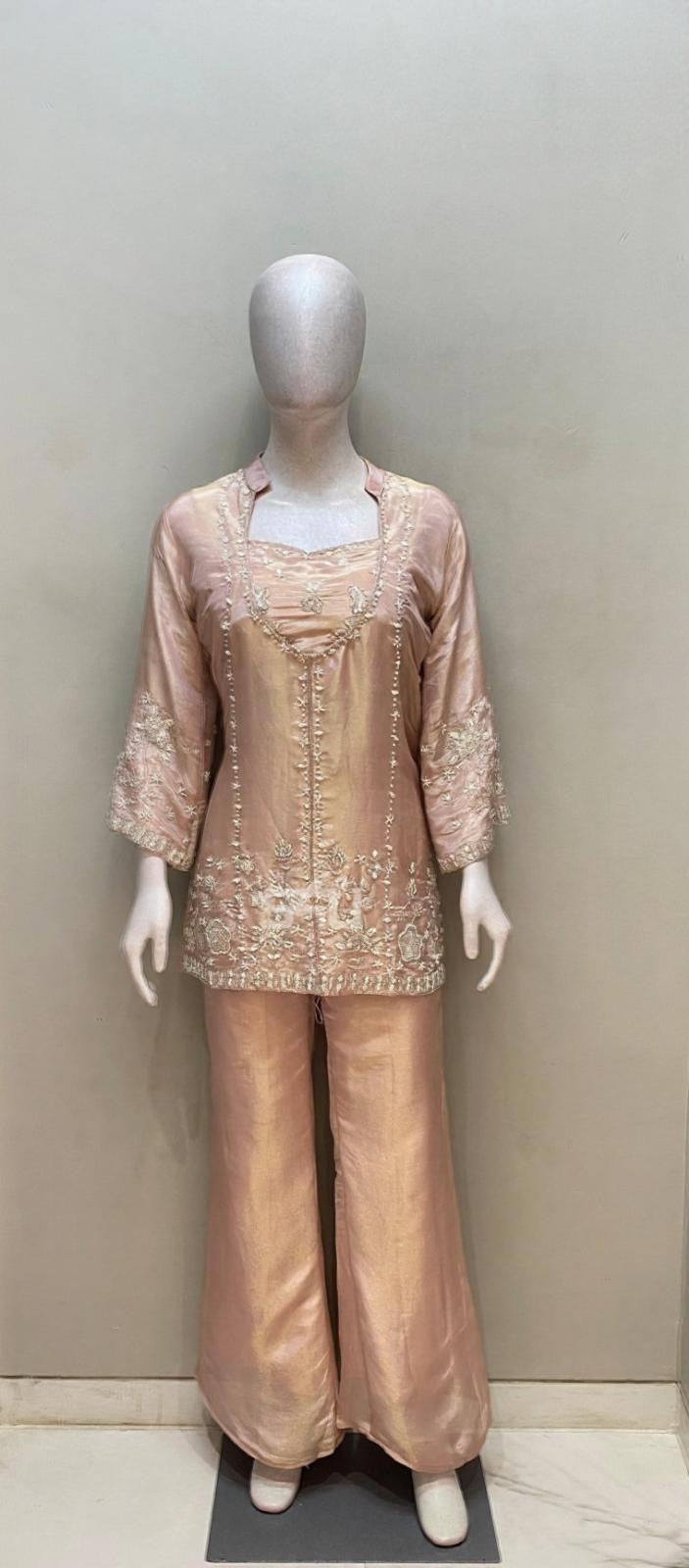 Blush Pink Hand-Crafted Palazzo Set | Label S4U