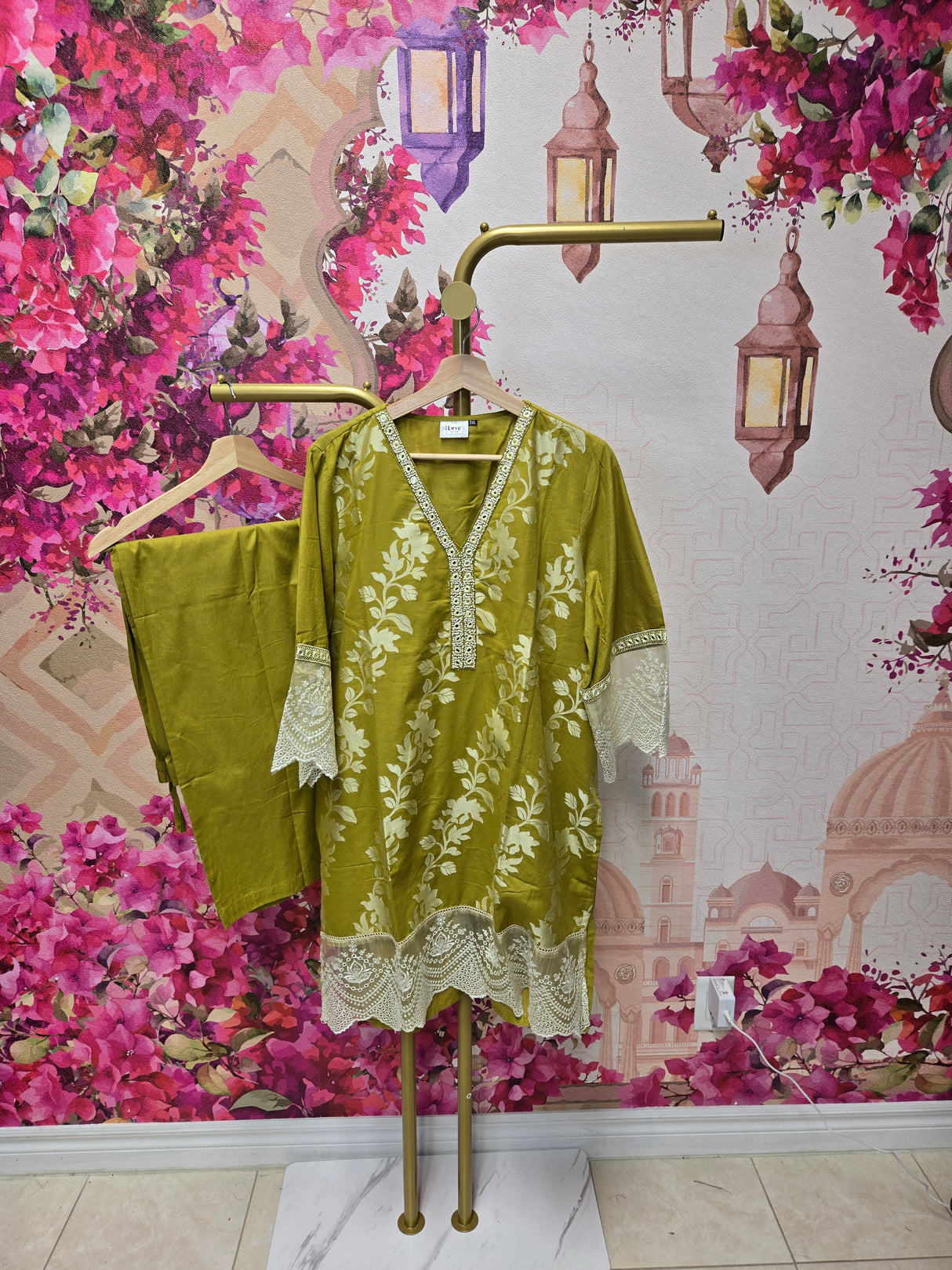 Mustard Yellow Suit with Lace Detailing