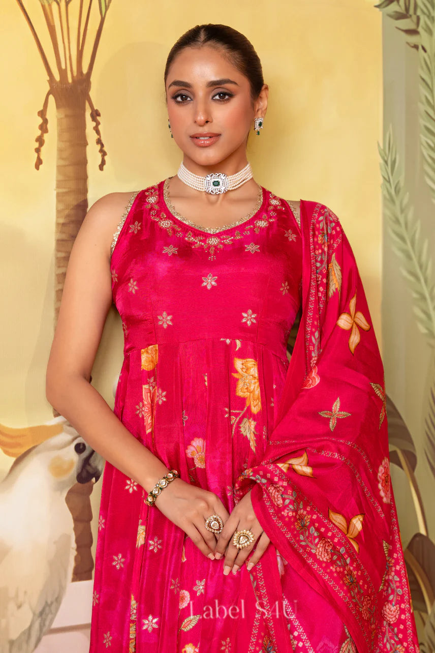 Ruby Red Anarkali Set | Label S4U