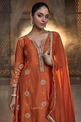 Rust Orange Handcrafted Silk Suit Set | Label S4U