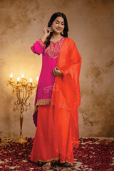 Pink & Orange Dual-Tone Kurta Set |Label S4U