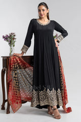 Black Anarkali with Embellished Borders |Label S4U
