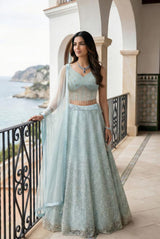 Ice Blue Shimmer Lehenga Luxe Set