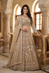 Champagne Gold Embroidered Lehenga Luxe Set
