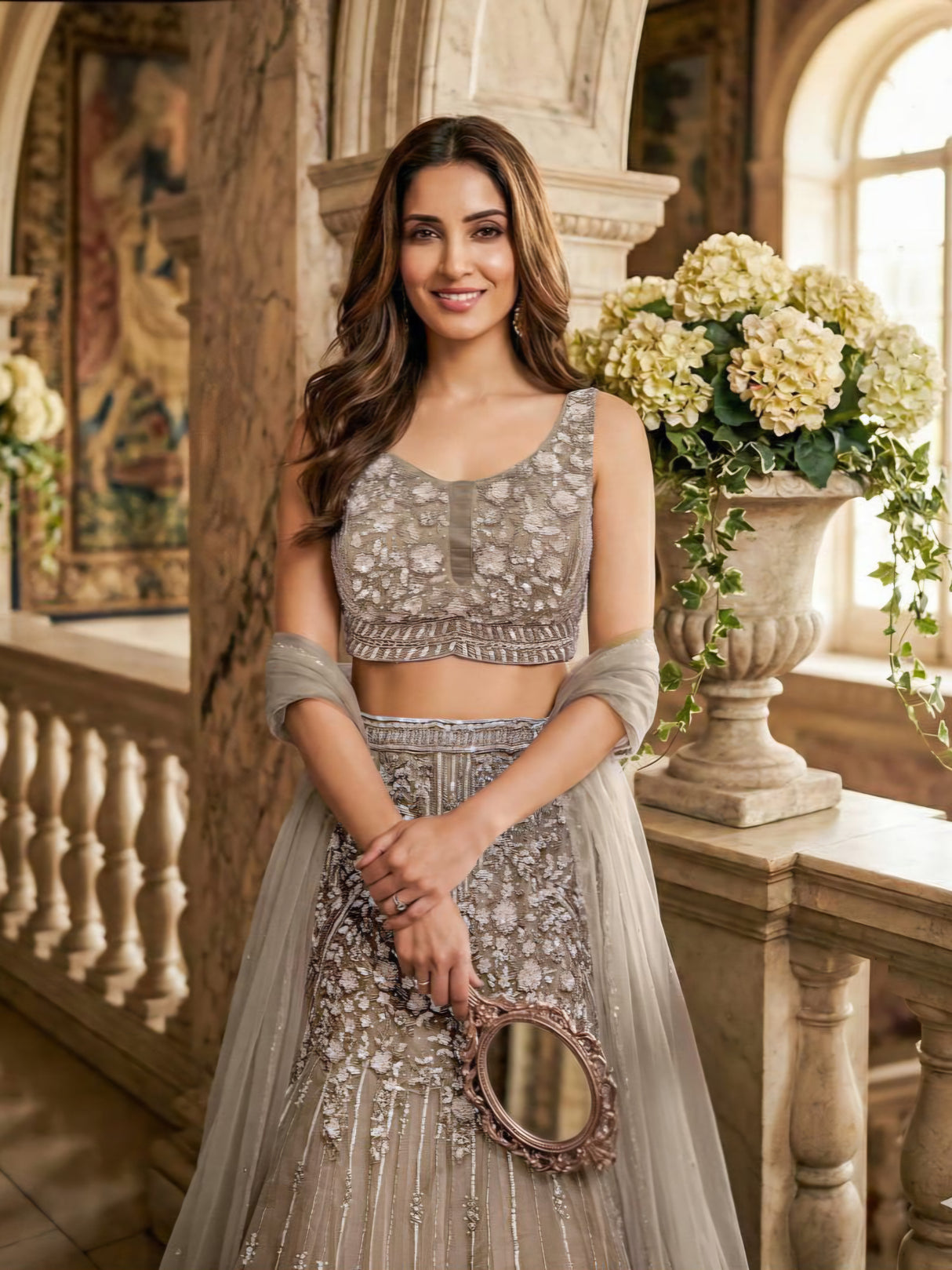 Champagne Radiance Embroidered Lehenga Ensemble