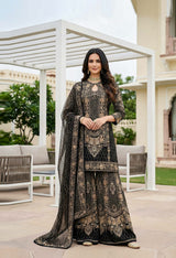Noir Regal Embroidered Sharara Ensemble