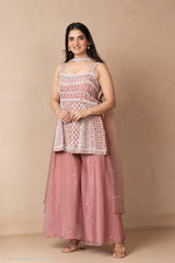 Blush Pink Embroidered Sharara Set