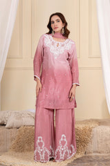 Dusty Rose Embroidered Kurta Set