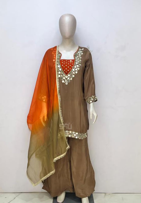 Mocha Mirror Sharara Couture Ensemble