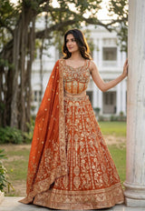 Rust Zari Royal Lehenga Couture Ensemble