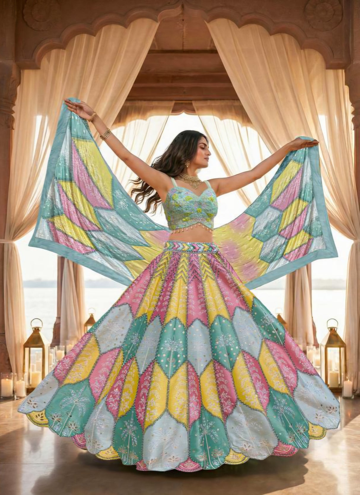 Pastel Lotus Festive Lehenga Couture Ensemble
