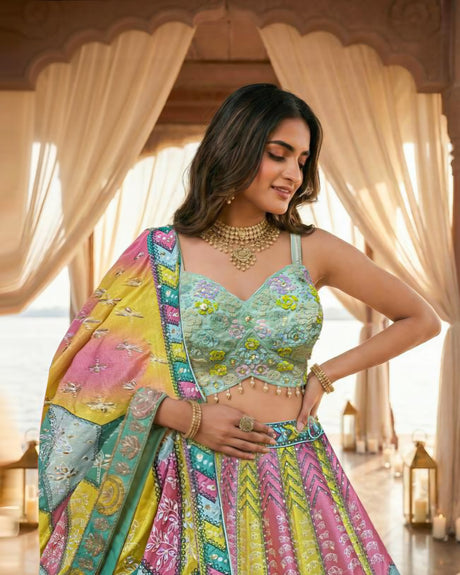 Pastel Lotus Festive Lehenga Couture Ensemble