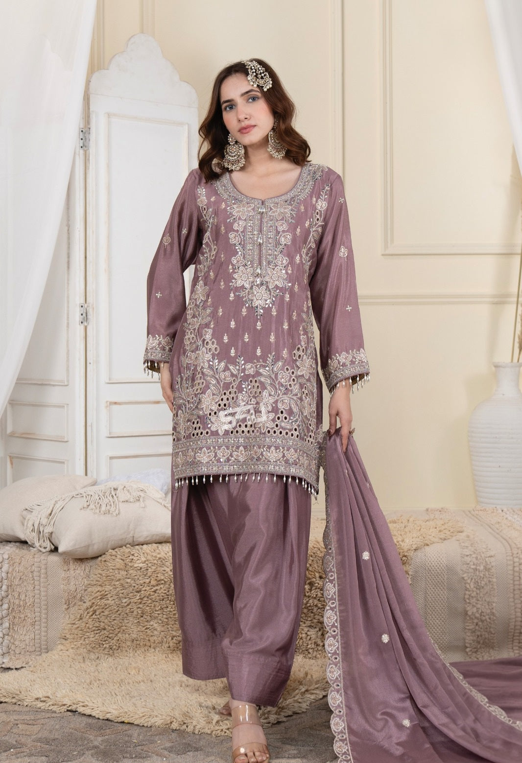 Mauve Zari Salwar Couture Ensemble