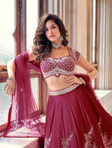 Ruby Rose Silver Embroidered Lehenga Couture Ensemble