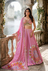 Rani Pink Mirror Lehenga Couture Ensemble