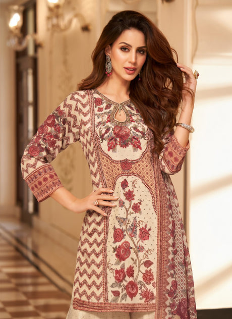 Ivory Rose Printed Sharara Couture Ensemble