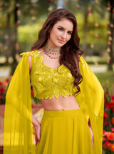 Lemon Radiance Cape Lehenga Couture Ensemble