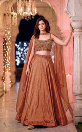 Copper Rust Embellished Lehenga Couture Ensemble