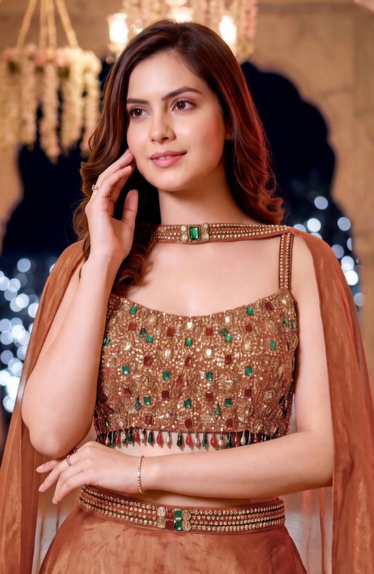 Copper Rust Embellished Lehenga Couture Ensemble