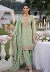 Sage Gold Embroidered Palazzo Couture Set