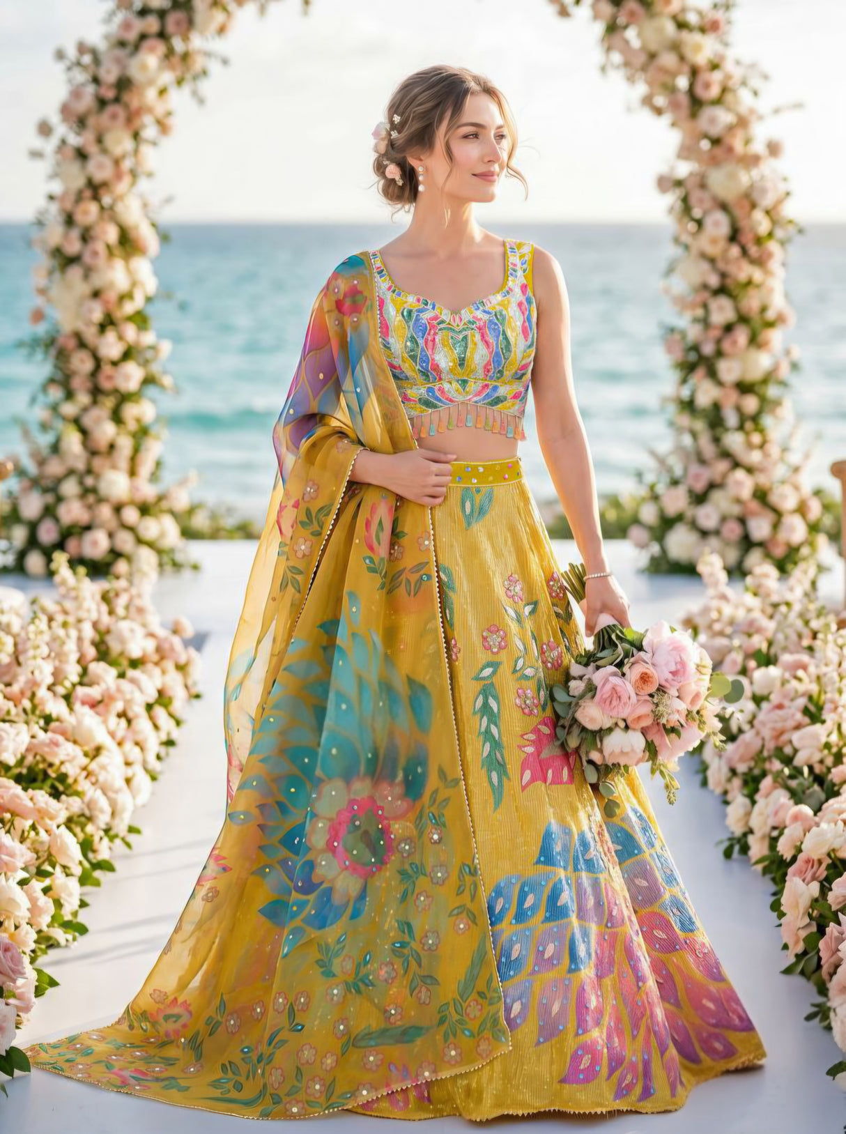 Sunshine Floral Printed Lehenga Couture Set