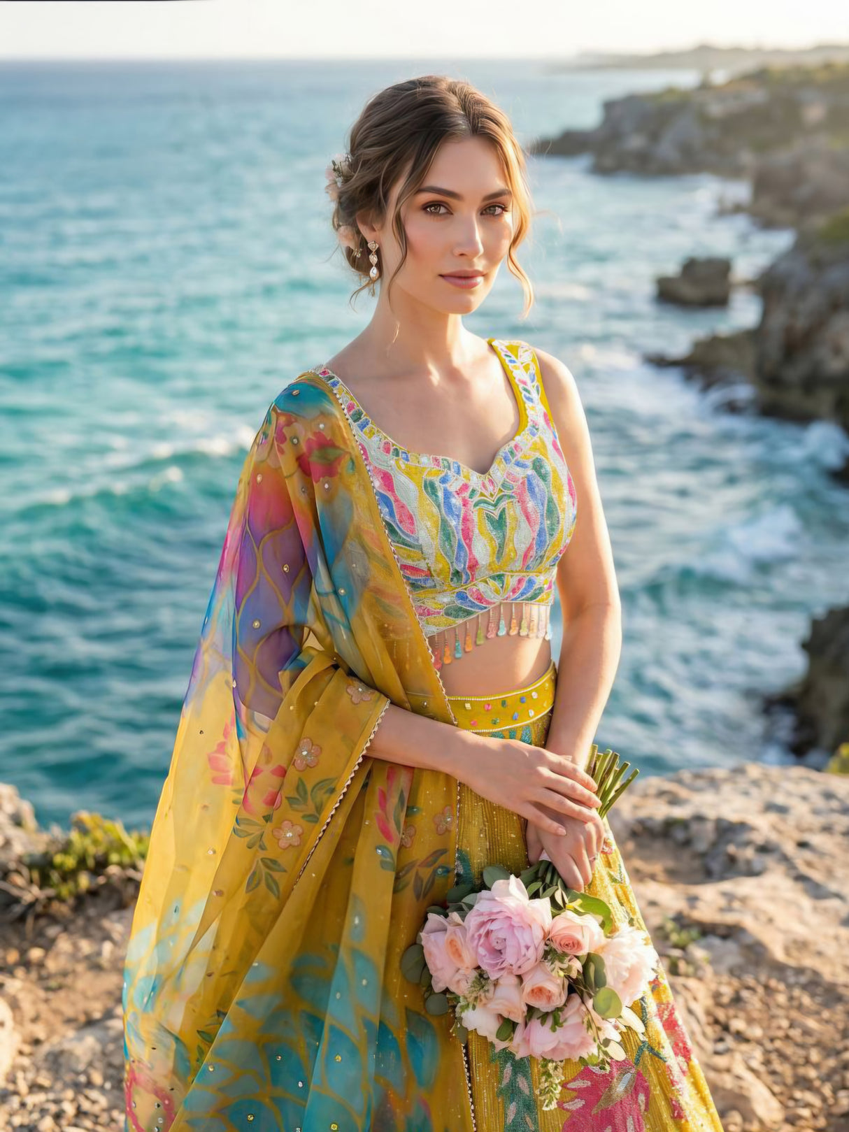 Sunshine Floral Printed Lehenga Couture Set