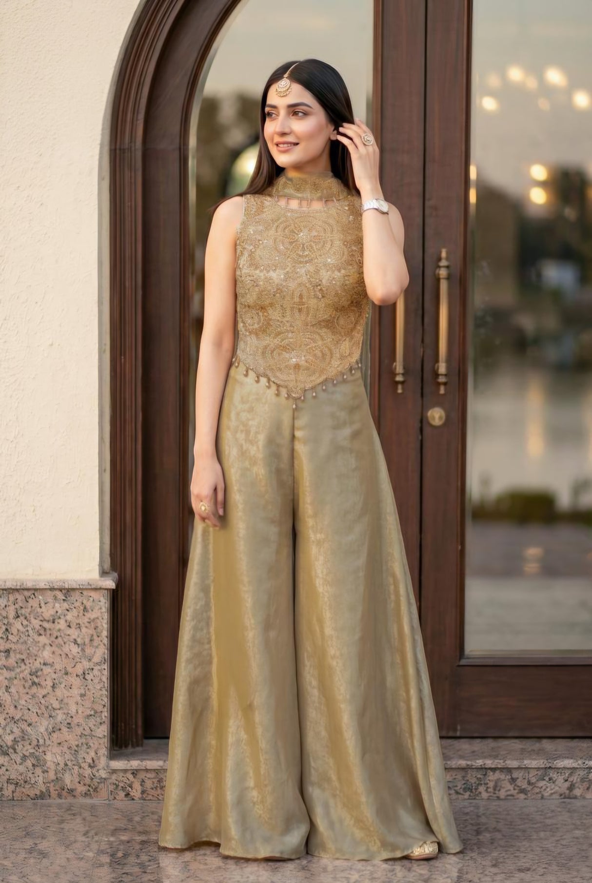Antique Gold Palazzo Couture Set