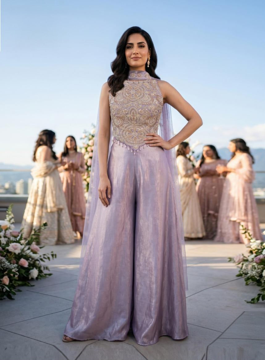 Lavender Pearl Palazzo Couture Set