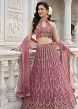 Mauve Gemstone Lehenga Couture Set