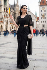 Onyx Noir Draped Saree Set