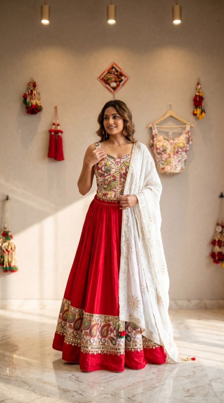Ruby Ivory Floral Lehenga Set
