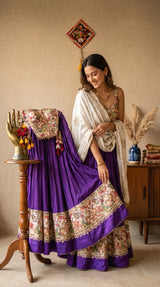 Purple Ivory Floral Lehenga Set