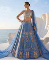Sky Blue Floral Lehenga Set