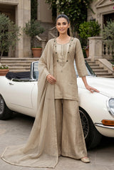 Champagne Beige Palazzo Kurta Set