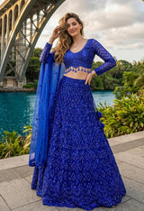 Royal Blue Sequin Lehenga Set