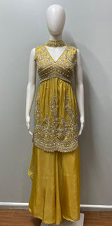 Mustard Zari Embroidered Palazzo Set