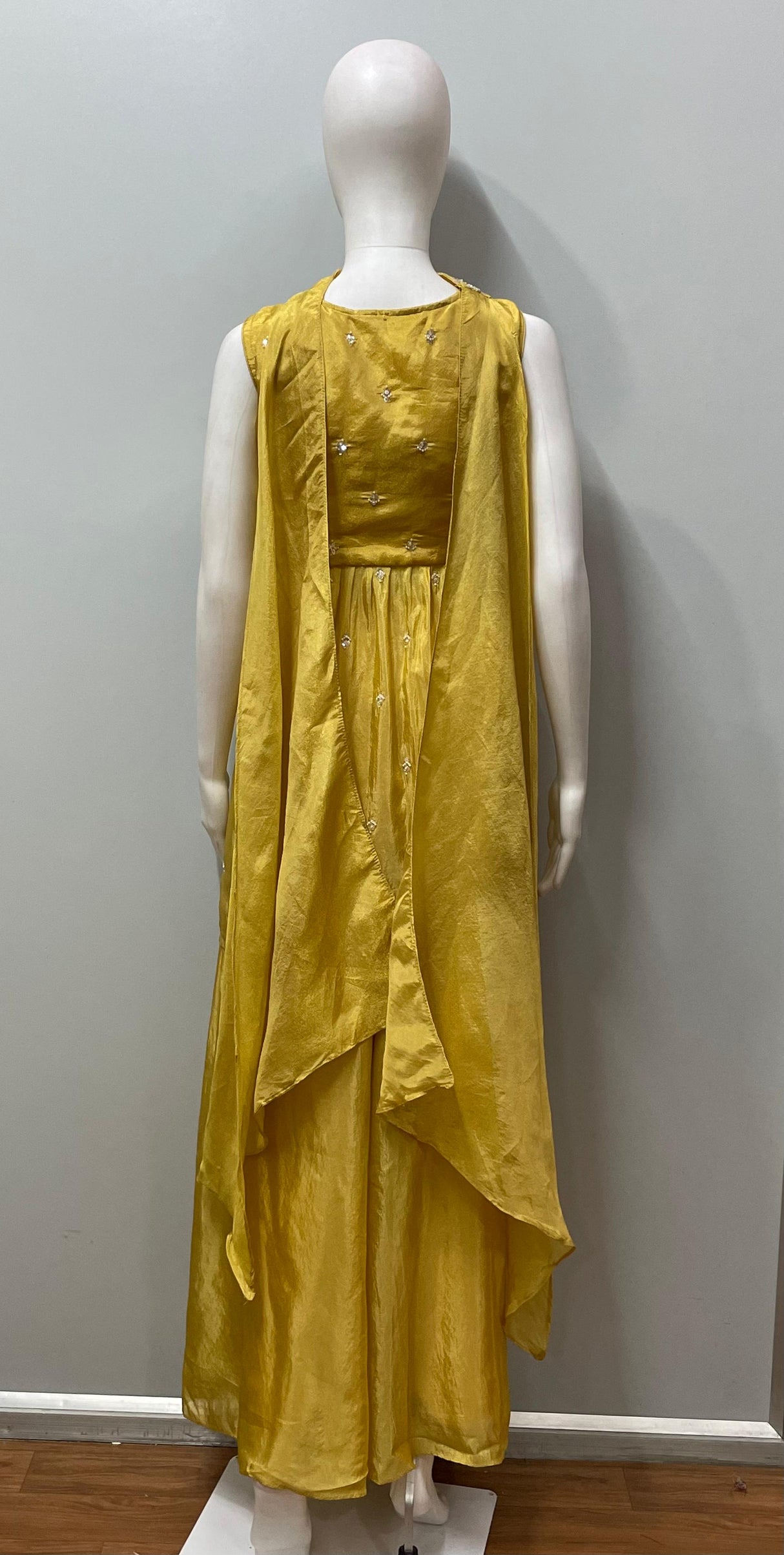 Mustard Zari Embroidered Palazzo Set