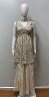 Champagne Zari Embroidered Palazzo Set