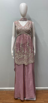 Dusty Rose Zari Palazzo Set