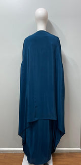 Teal Floral Embroidered Cape Palazzo Set