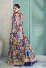 Indigo Floral Embroidered Jacket Palazzo Set